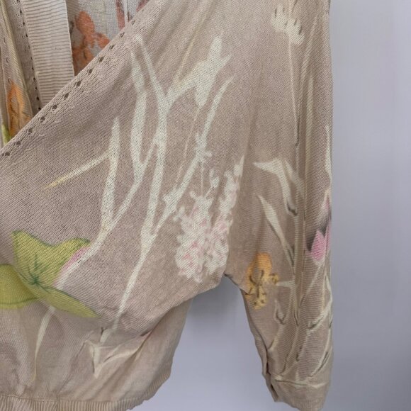 Anthropologie Moth Gossamer Pond Koi Frog Linen Cardigan sweater size large - Picture 7 of 12